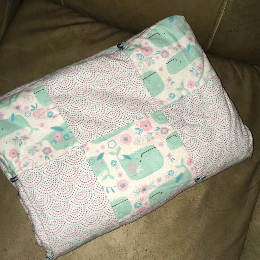 2 Handmade Quilted Baby Blankets